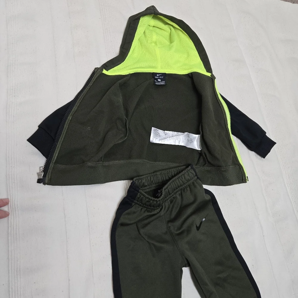 Nike Little Boys Tracksuit Full-Zip Hoodie & Jogger Pants‎ Set Dark Green 12M - Picture 10 of 13